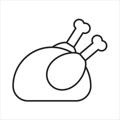 Roast chiken icon outline vector
