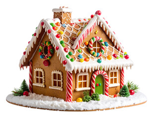 Whimsical Gingerbread Candy House with Icing PNG
