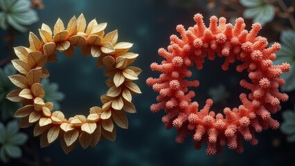 Flower garland comparison close-up image