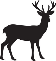 Obraz premium Buck reindeer silhouette vector illustration 