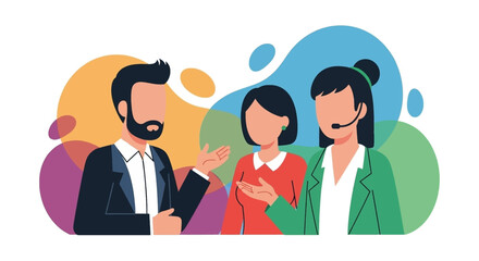 Business people collaborating: Illustration ideal for websites, presentations, and marketing materials.