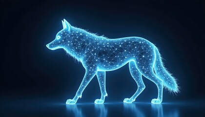  Futuristic Digital Energy Wolf With Glowing Holographic Shape