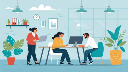 Modern Coworkers Collaborating in a Stylish Office - Perfect for Website or Brochure