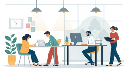 Diverse team collaborating in a modern office, perfect for website banners or business brochures.