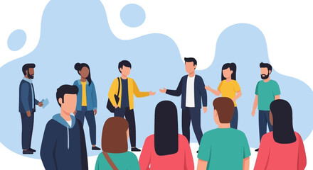 Diverse group of people engaging in a casual discussion, perfect for teamwork or collaboration concepts.