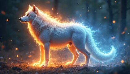 Fototapeta premium Guardian Spirit Wolf Formed Of Mystical Energy Flow