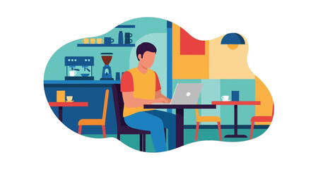 Person working on laptop in a cafe - perfect for website banners, blog posts, or social media.