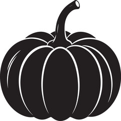 Pumpkin Silhouette in Black Color | Halloween Harvest Illustration Vector