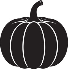 Pumpkin Silhouette in Black Color | Halloween Harvest Illustration Vector