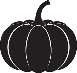 Pumpkin Silhouette in Black Color | Halloween Harvest Illustration Vector