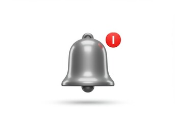 3D Render of a Metallic Bell Notification Icon