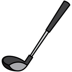 wood golf club with long grip sport equipment filled outline icon