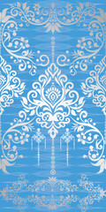 Thai Brocade in Blue Haze, Thai Royal Lines in Blue