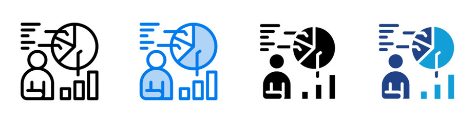 Statistics icon set multiple style collection