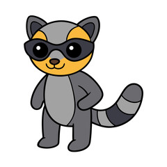 Obraz premium Cartoon Civet Vector Illustration Wearing Sunglasses