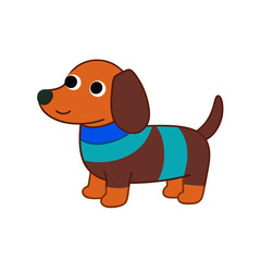 Cartoon Dachsund Vector Illustration Wearing a Sweater