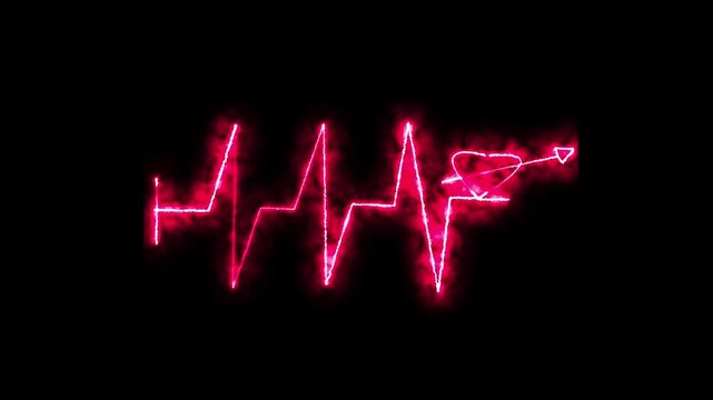 wave of life.Glowing neon heartbeat pulse rate line. Heartbeat sign in flat design. EKG Pulse Wave.a love hart icon.Neon heartbeat on black isolated background. 3d illustration. Background heartbeat