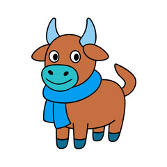 Cartoon Gnu Vector Illustration Wearing a Scarf