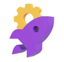 Purple Rocket and Yellow Gear: Startup Innovation Concept