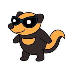 Cartoon Honey Badger Vector Illustration Wearing Sunglasses