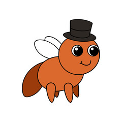 Cartoon Horsefly Vector Illustration Wearing a Top Hat