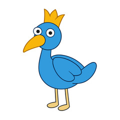 Cartoon Ibis Vector Illustration Wearing a Crown