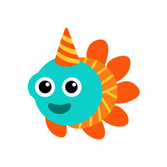 Cartoon Lionfish Vector Illustration Wearing a Party Hat