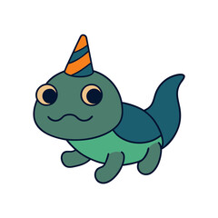 Cartoon Mudskipper Vector Illustration Wearing a Party Hat