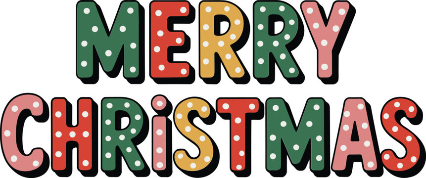 Retro marquee style merry christmas greeting with colorful lights