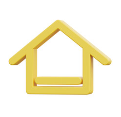 Golden 3D House Icon: Home Sweet Home