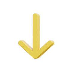 3D Yellow Down Arrow; Simple Minimalist Design