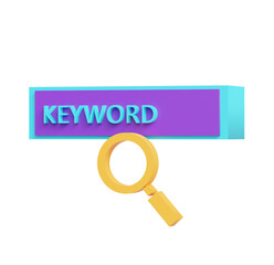 3D Keyword Search Magnifier:  Modern Design