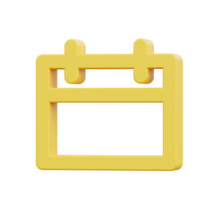 Yellow 3D Calendar Icon: Minimalist Design