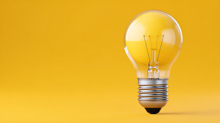 A glowing light bulb against a vibrant yellow background, symbolizing innovation and bright ideas.