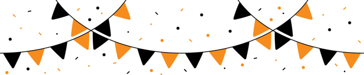 Seamless Orange and Black Halloween Party Bunting Decoration Illustration.