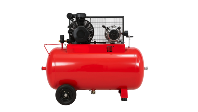 Powerful red air compressor for professional workshop and industrial applications, providing reliable pneumatic power