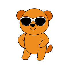Fototapeta premium Cartoon Sun Bear Cub Vector Wearing Sunglasses