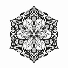 elegant mandala, black ink style