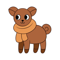 Cartoon Argali Lamb Vector Illustration Wearing a Scarf