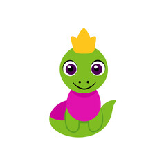 Cartoon Basilisk Hatchling Vector Illustration Wearing a Crown
