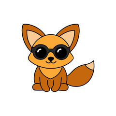 Cartoon Bat Eared Fox Pup Vector Illustration Wearing Sunglasses