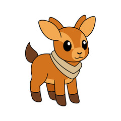 Cartoon Beisa Oryx Calf Vector Illustration Wearing a Scarf