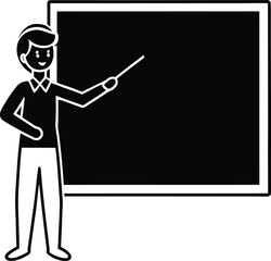 teacher in front of blackboard