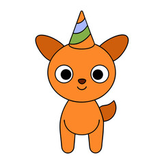 Cartoon Chamois Kid Vector Illustration Wearing a Party Hat