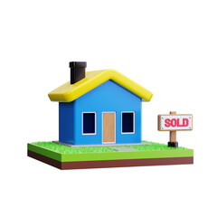 Sold sign 3d render icons
