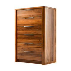 Walnut Veneer Chest of Drawers, isolated on white background