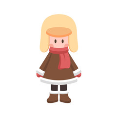 Cute Cartoon Child in Winter Clothes