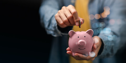 financial concept and saving money ,investment savings ,Planning savings for future ,retirement fund ,financial preparation ,future risk management ,Piggy bank savings ,finance accounting