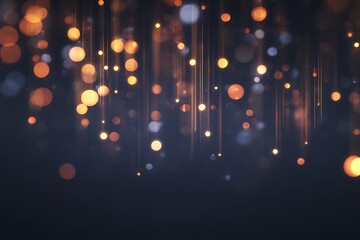 Abstract background with glowing bokeh lights and falling sparks creating a magical and ethereal atmosphere perfect for celebrations or festive events