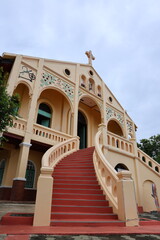 Christian cross installed on the roof, background as a clear day